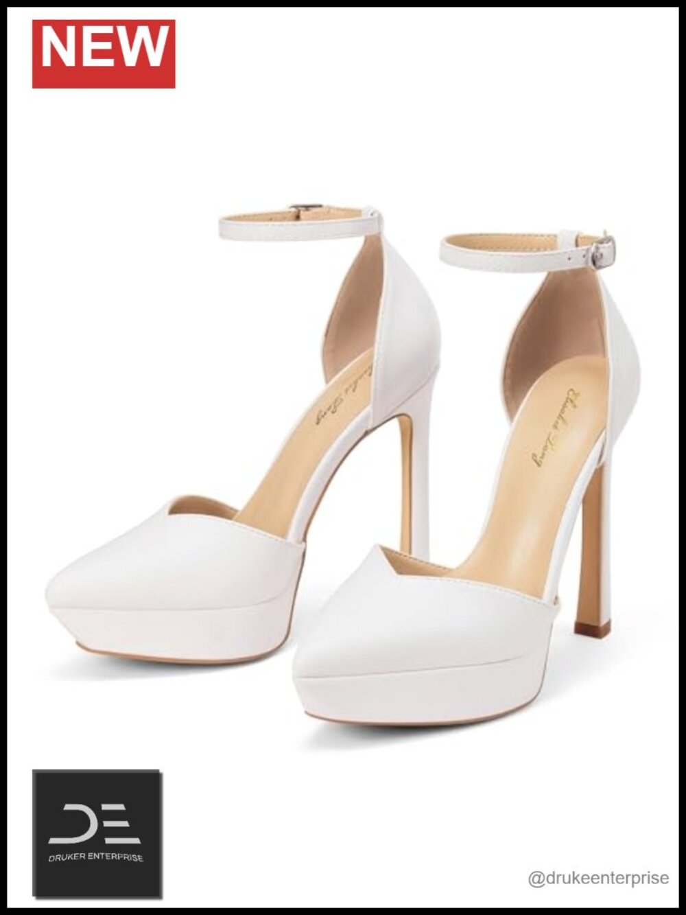 Women's Gold Platform Pumps High Heels Ankle Strap 5 Inch
